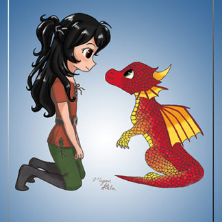 Dragon - Red Dragon and Black Haired Girl