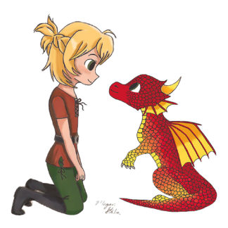 Dragon - Red Dragon and Blond Haired Girl