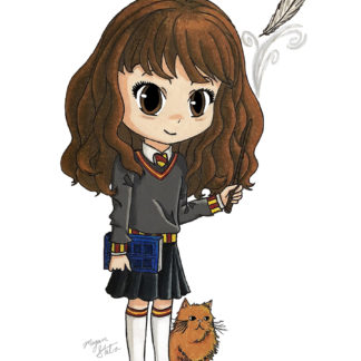 Witch Girl With Brown Hair & Cat