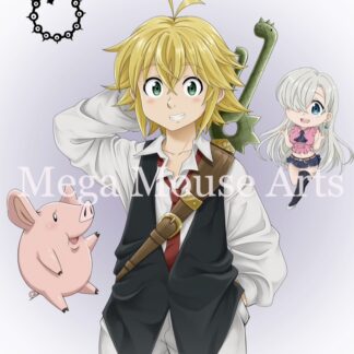 Anime - Seven Deadly Sins - Meliodas, Hawk, and Elizabeth