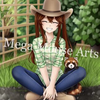 Original Character - Annie and Red Panda in Garden