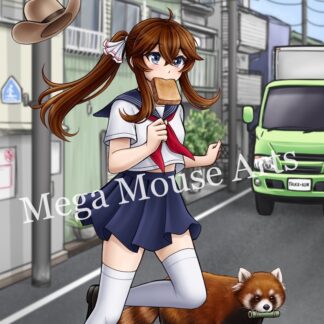 Original Character - Annie and Red Panda Running with Toast